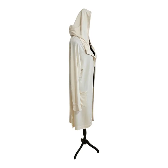 GO COUTURE Women's Hooded Cardigan Duster Cream XL - Picture 7 of 11